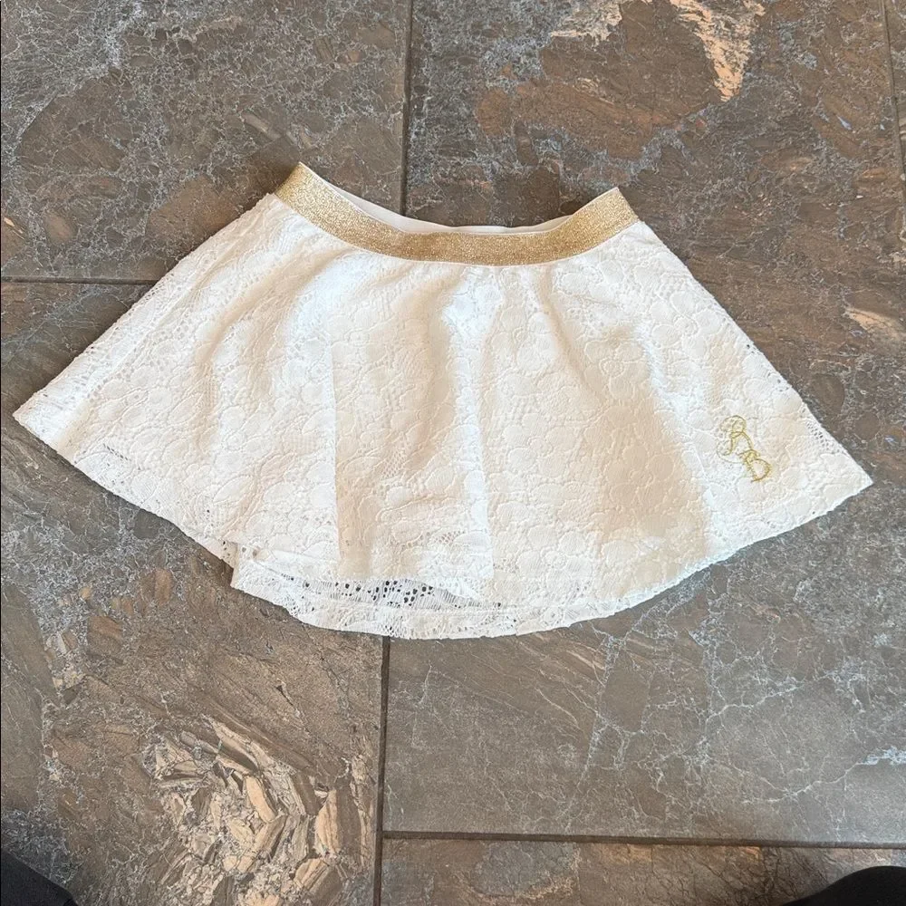 Disney White Lace Skort with Gold Elastic Waistband 4T